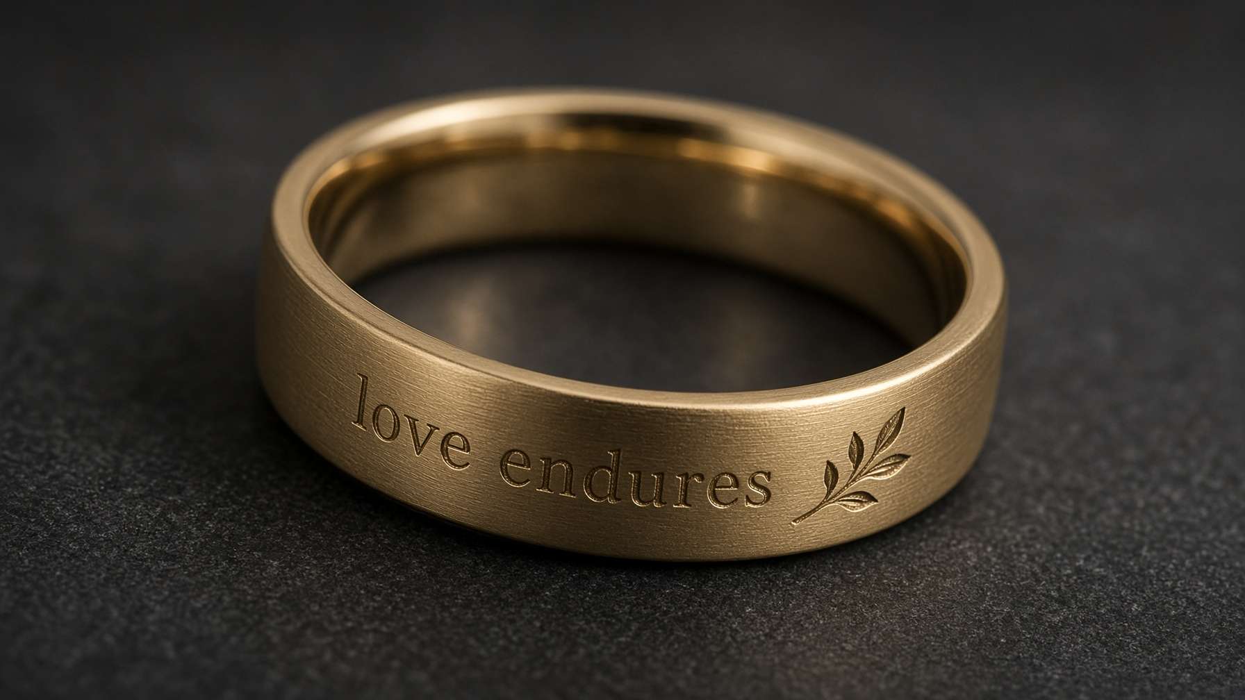 Exterior engraving example on a wedding band