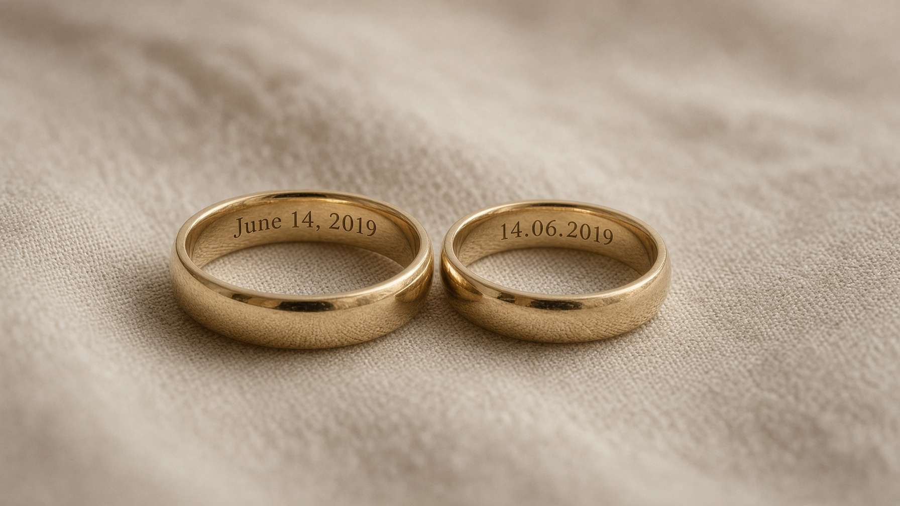 Matching engraved wedding bands