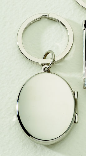 Engraved Oval Locket Key Chain