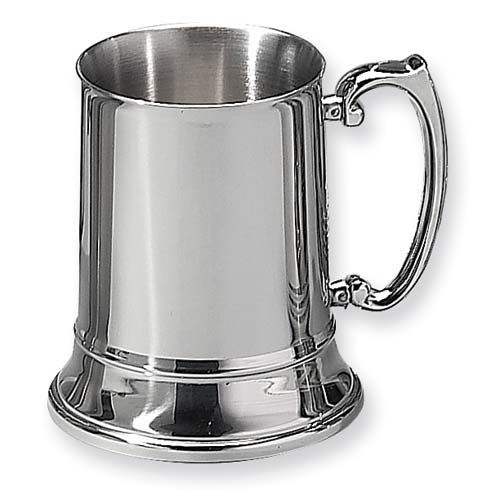 16 ounce stainless steel tankard with an approximate live monogram engraving preview