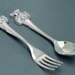 engravable baby spoon set teddy bear