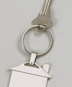 Engravable house-shaped keychain