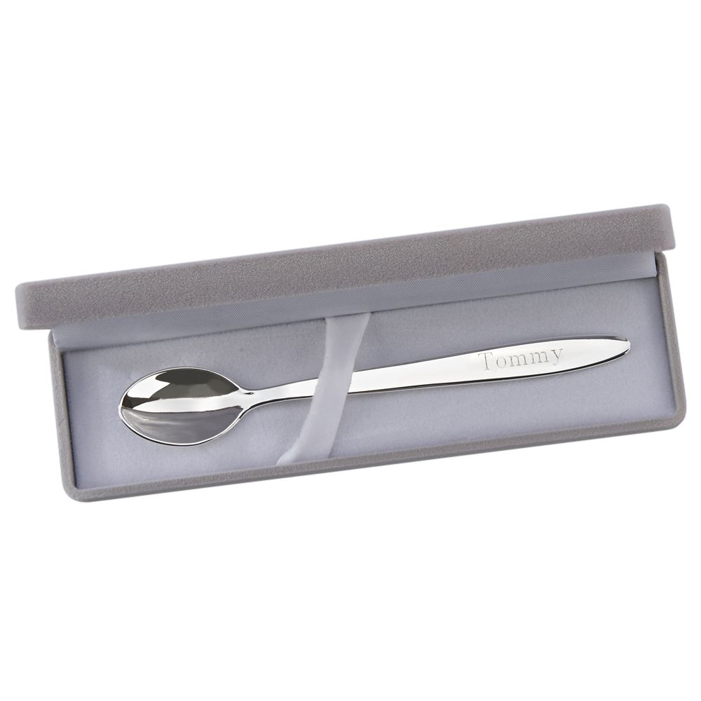 Engraved silver-plated baby spoon