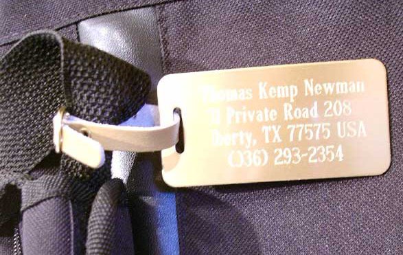 Engraved Solid Brass Luggage Tag