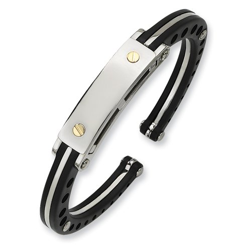 Engravable stainless steel men's cuff bracelet