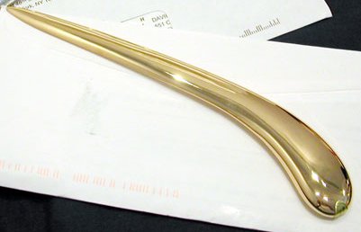 Engraved gold desk letter opener for employee recognition