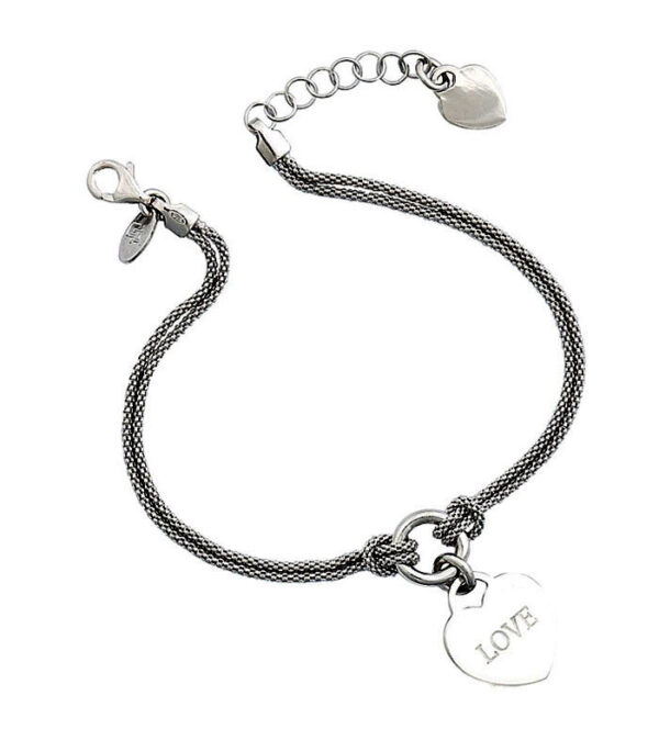 Sterling Silver Heart Dangle Bracelet