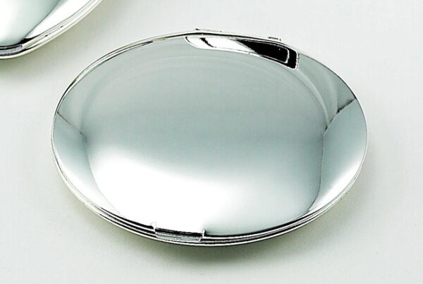 Engraved Large Silver Plated Round Compact Mirror