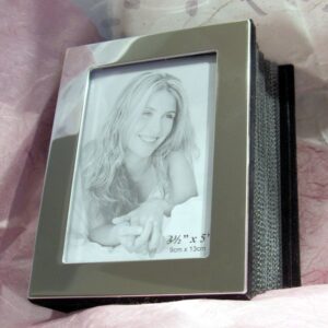 silver polished photo album that is engravable