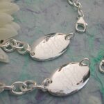engraved Silver rolo chain oval necklace
