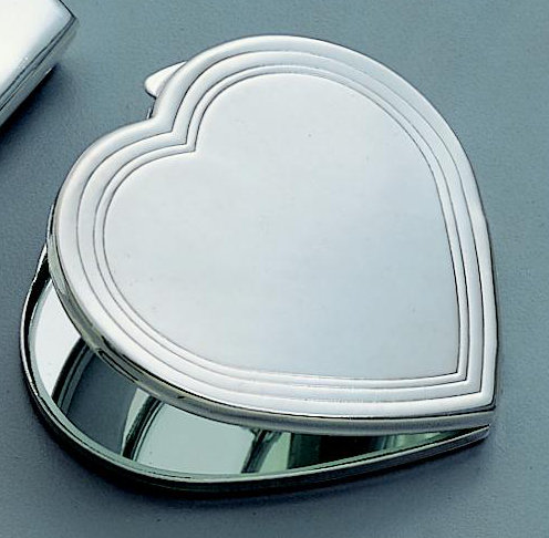Engraved Silhouette Heart Compact Mirror