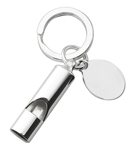 Engraved Silver Whistle Key Chain