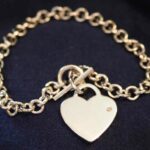 engravable Sterling silver diamond heart tag bracelet
