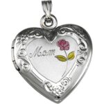 engraved sterling silver heart mom locket you can personalize.