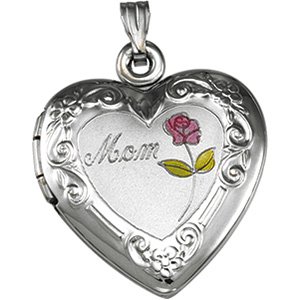 engraved sterling silver heart mom locket you can personalize.