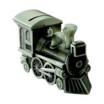 engravable train bank for babies